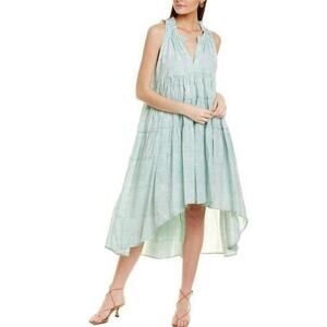 Ro's Garden Sasha Green Floral Hi-Lo Tiered Midi Dress Whimsical Artisan Size XS